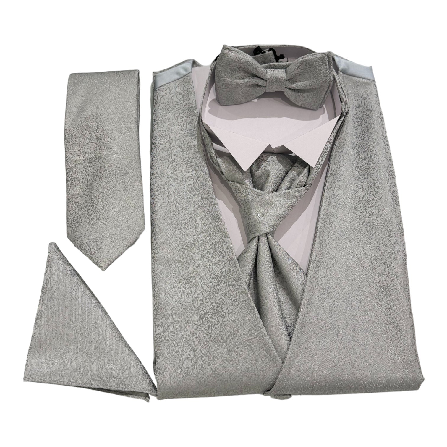 SINGLE BREASTED DAMASK WAISTCOAT GREY
